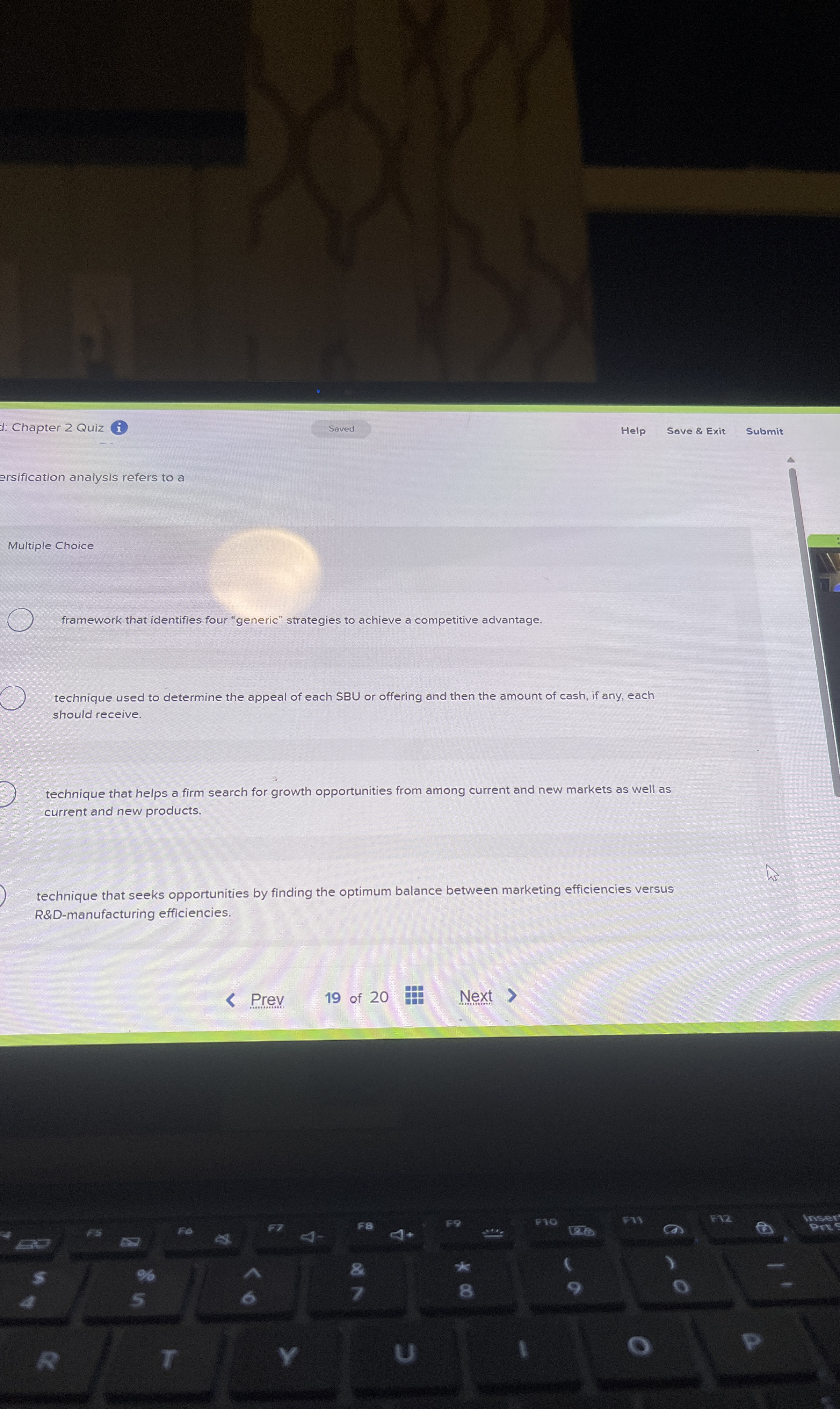  ersification analysis refers to a Multiple Choice framework that identifies four