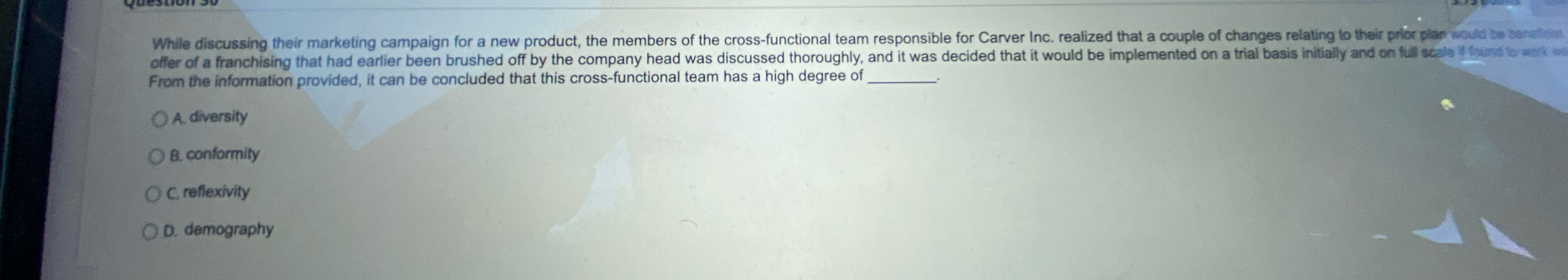  From the information provided, it can be concluded that this cross-functional