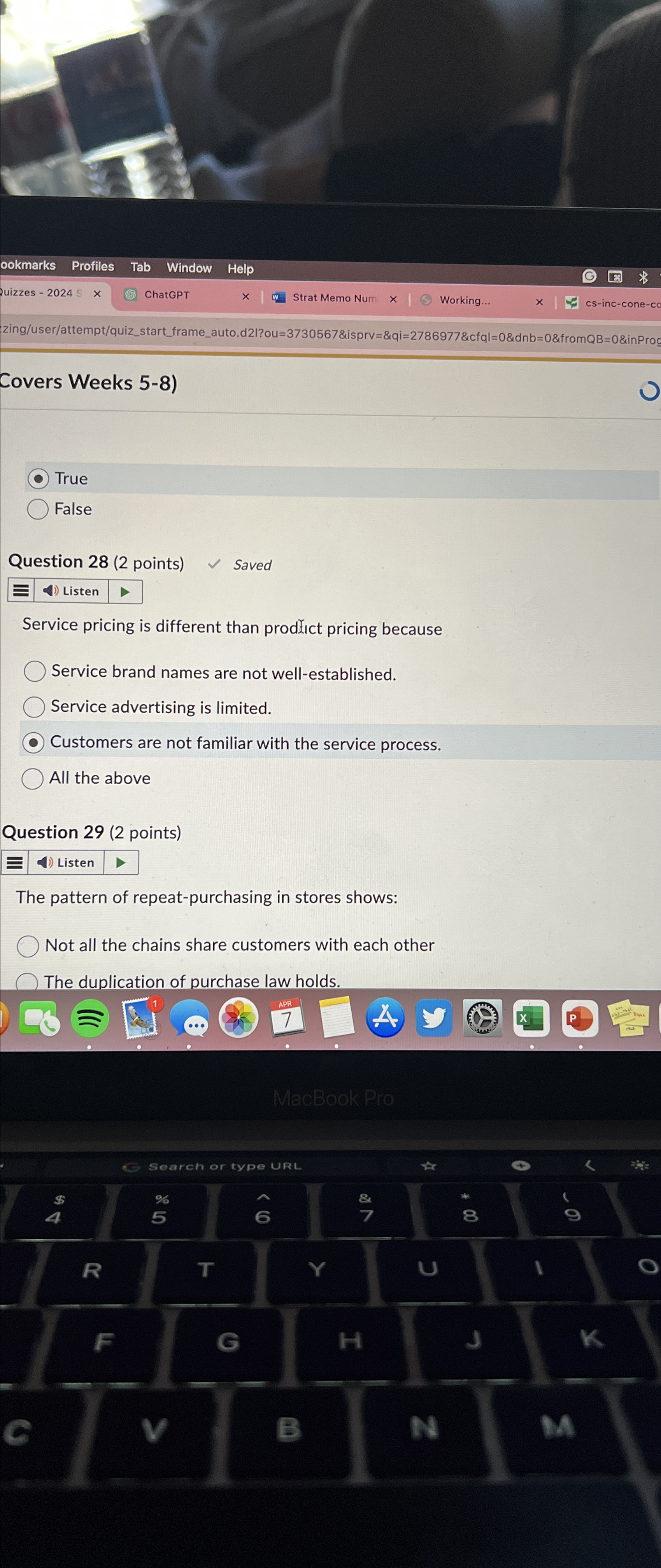  Covers Weeks 5-8) True False Question 28(2 points) Saved Listen Service