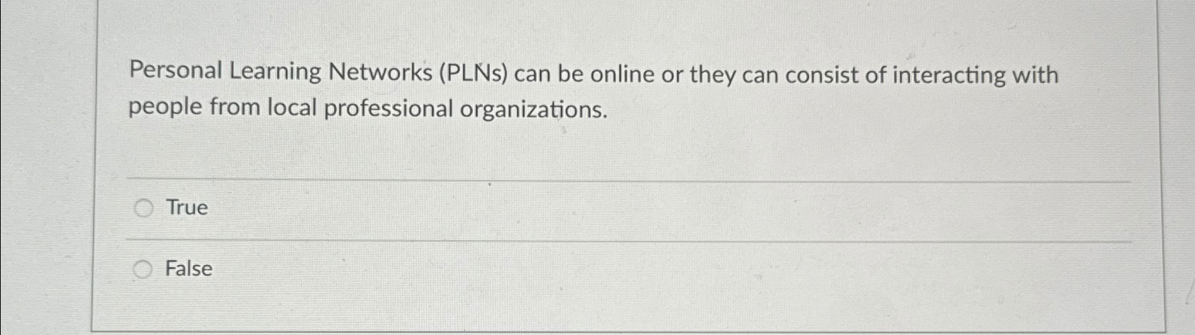  Personal Learning Networks (PLNs) can be online or they can consist