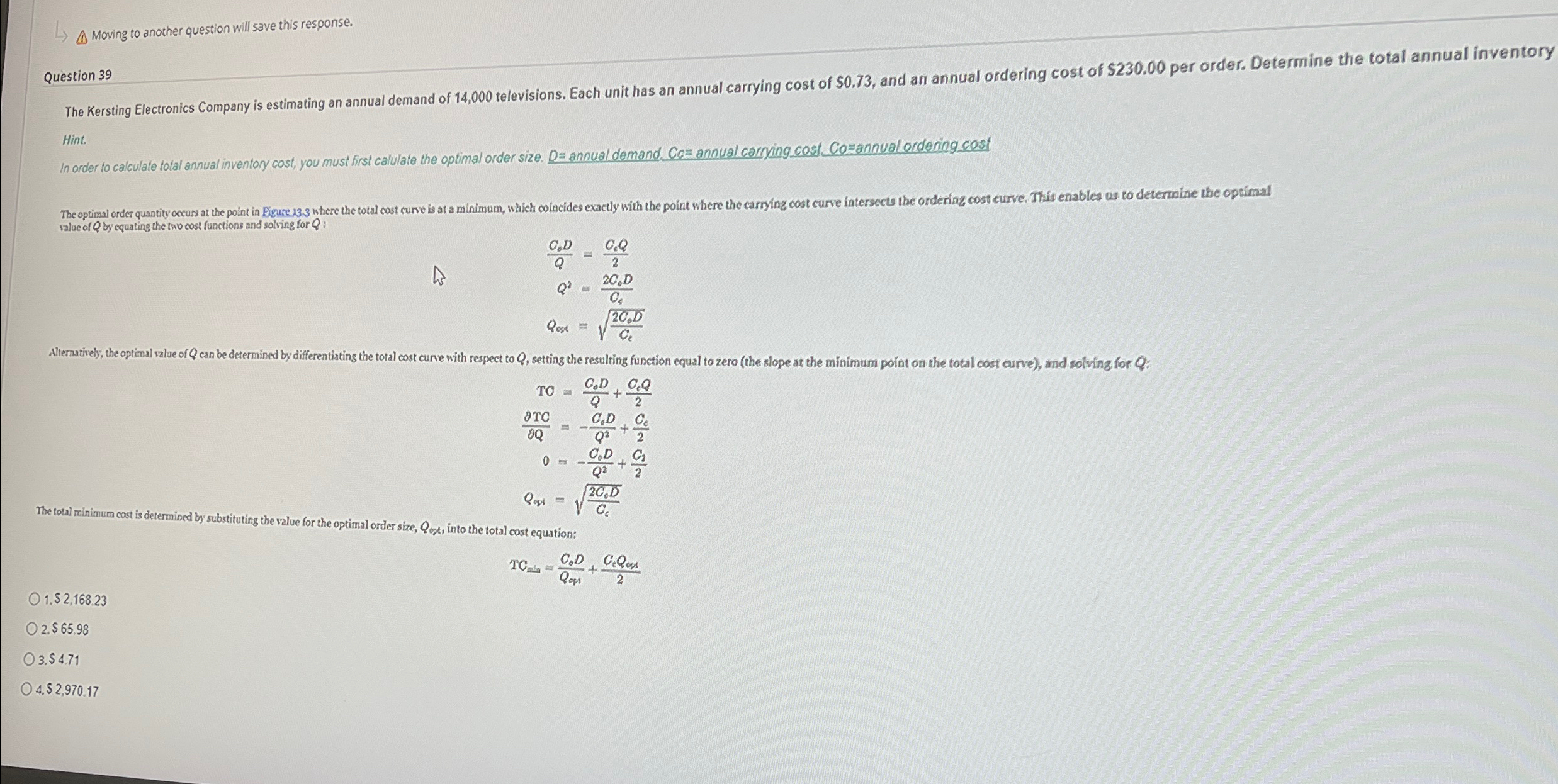  ???? Moving to another question will save this response. Question 39
