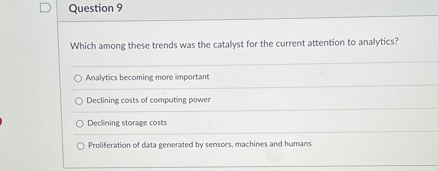  Question 9 Which among these trends was the catalyst for the