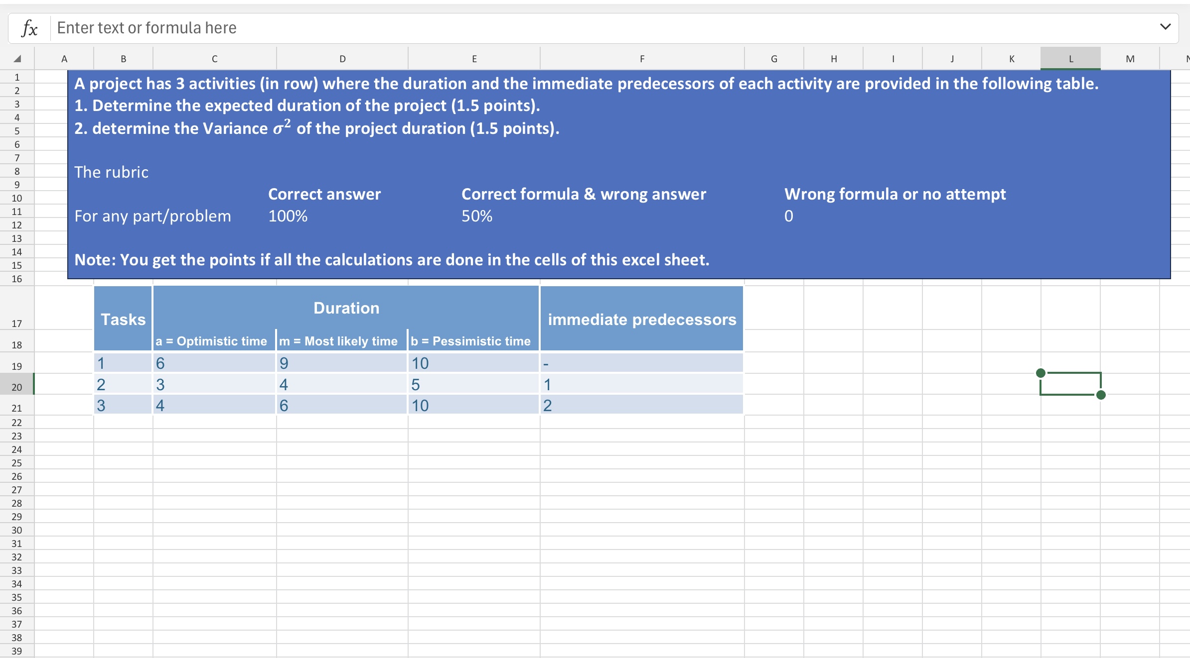  please solve on excel and show formulas within the cells. 