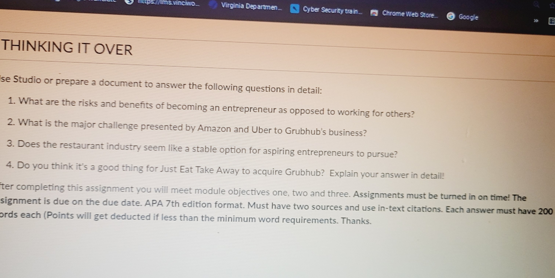  THINKING IT OVER se Studio or prepare a document to answer