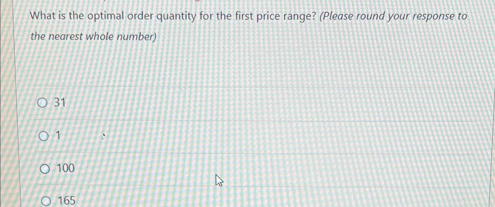  What is the optimal order quantity for the first price range?