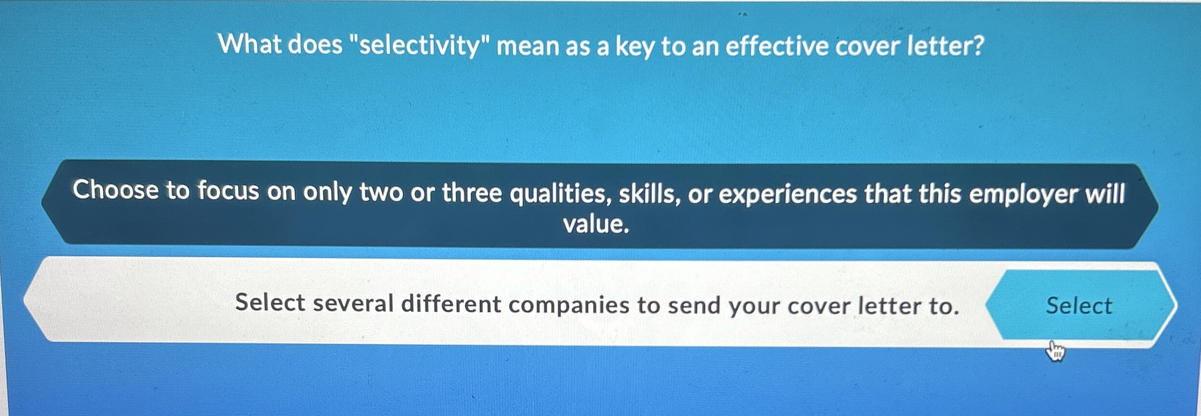  What does "selectivity" mean as a key to an effective cover