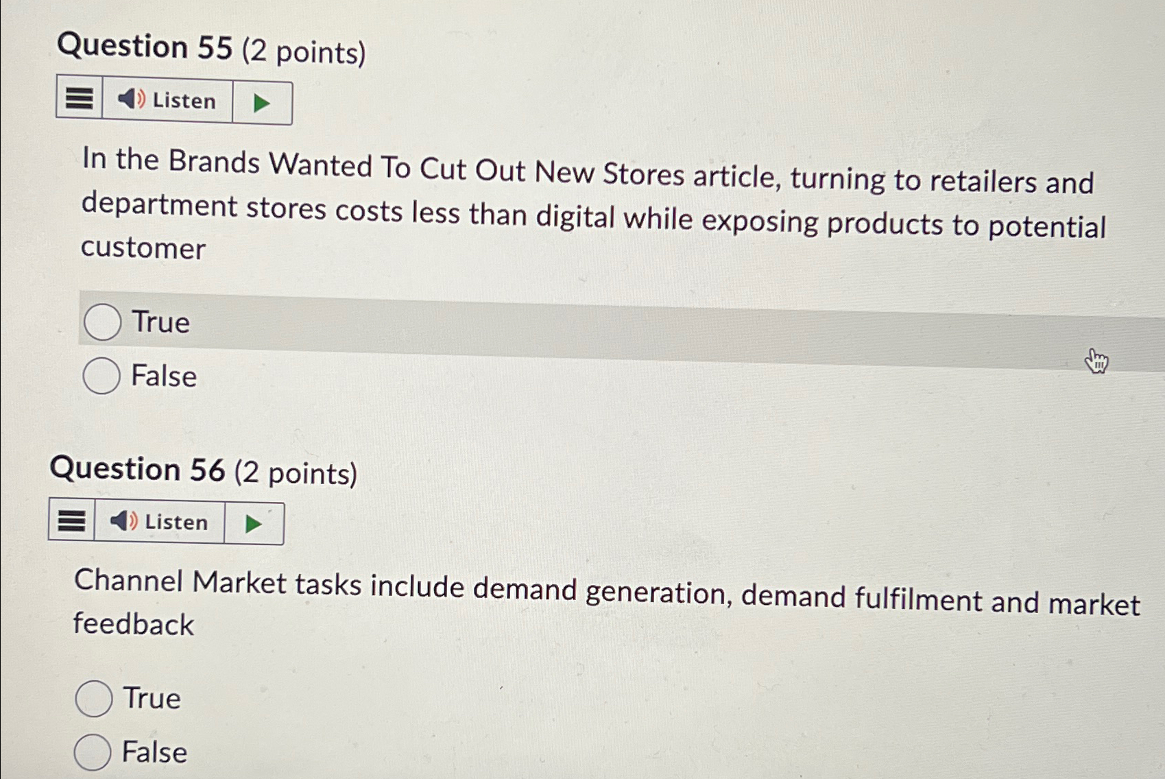  Question 55(2 points) Listen In the Brands Wanted To Cut Out