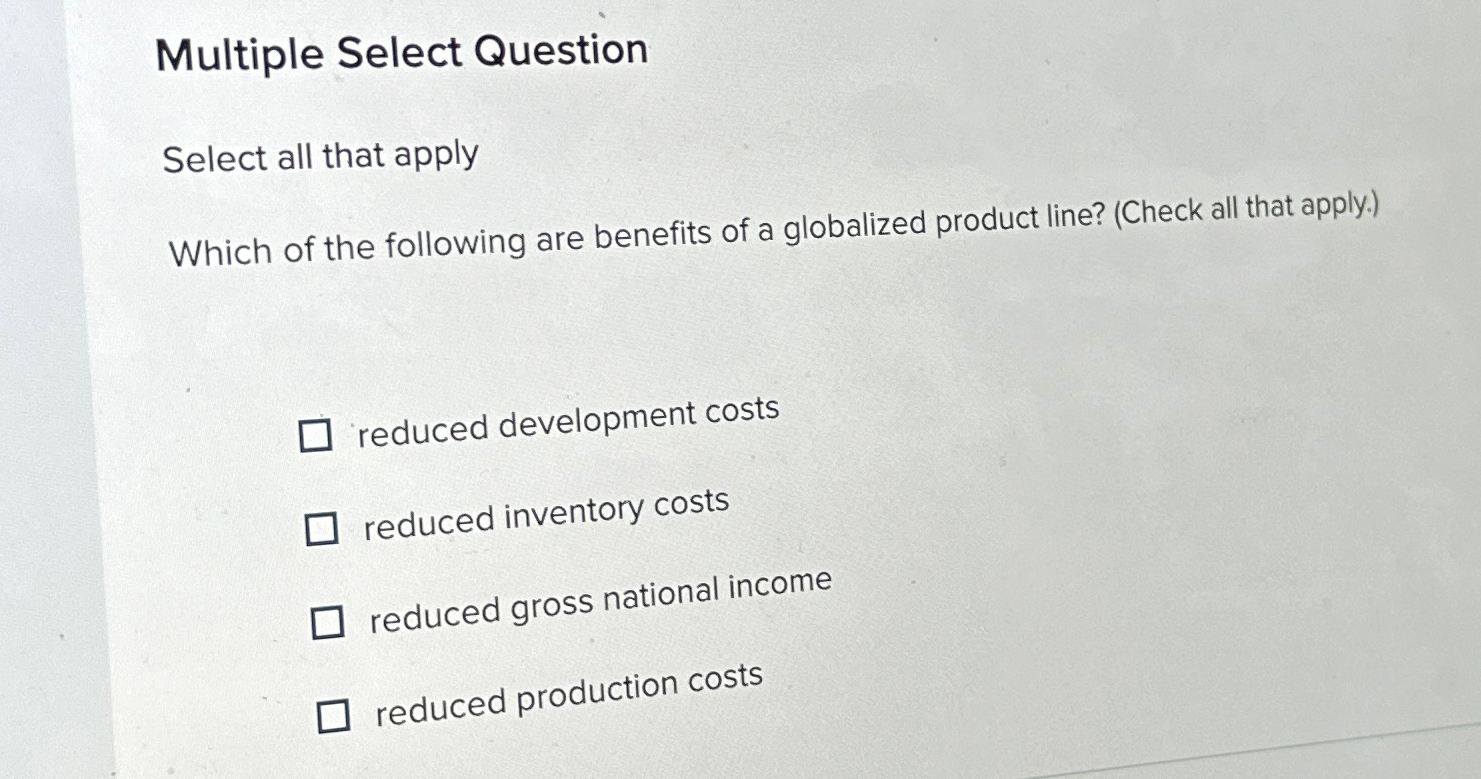  Multiple Select Question Select all that apply Which of the following