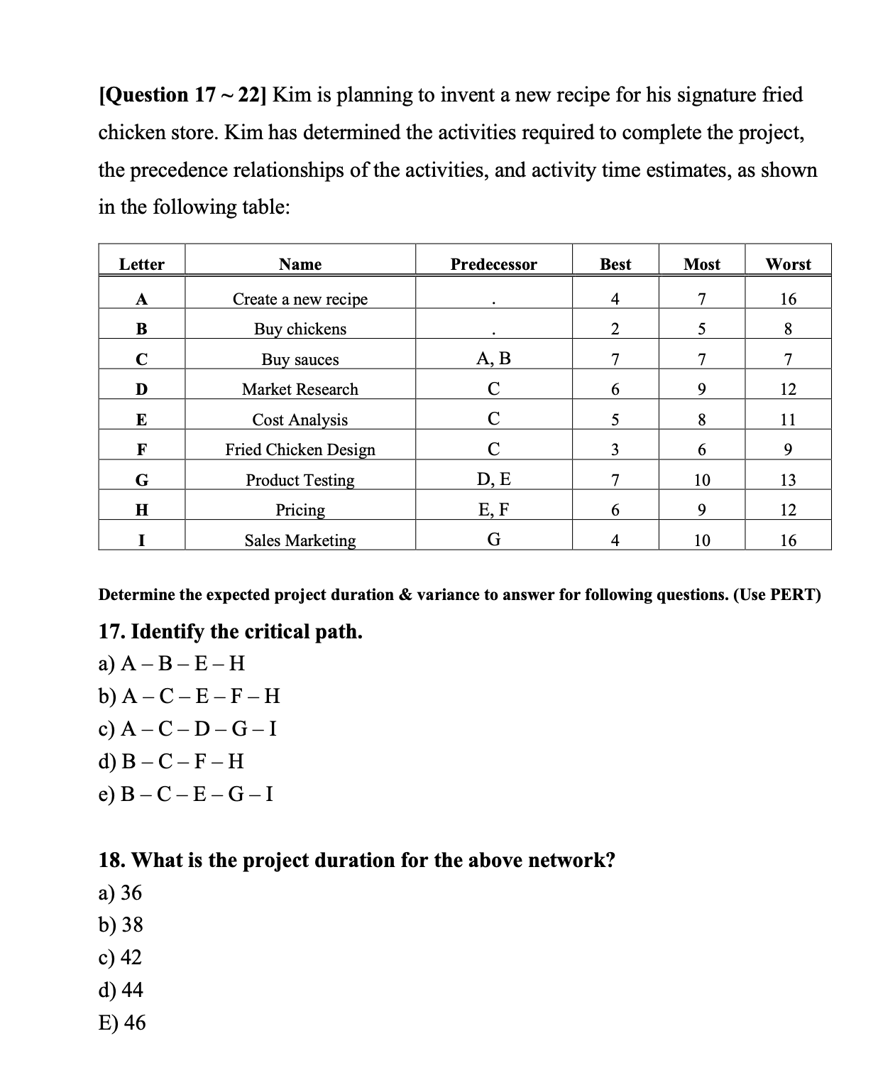  [Question 1722] Kim is planning to invent a new recipe for