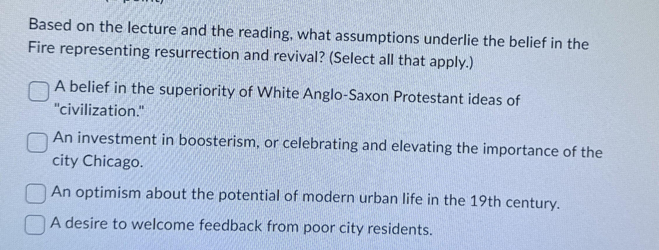  Based on the lecture and the reading, what assumptions underlie the