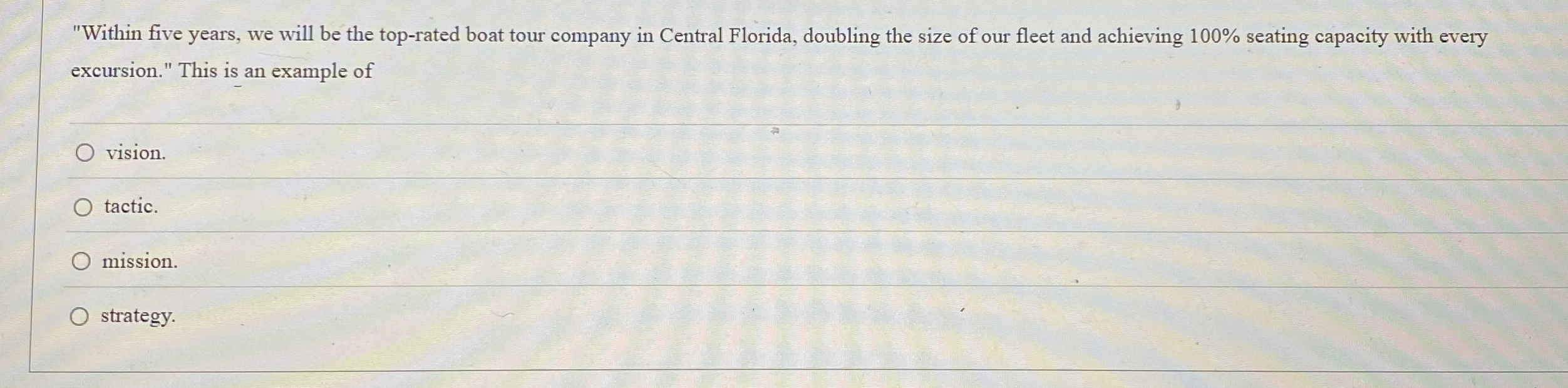 "Within five years, we will be the top-rated boat tour company