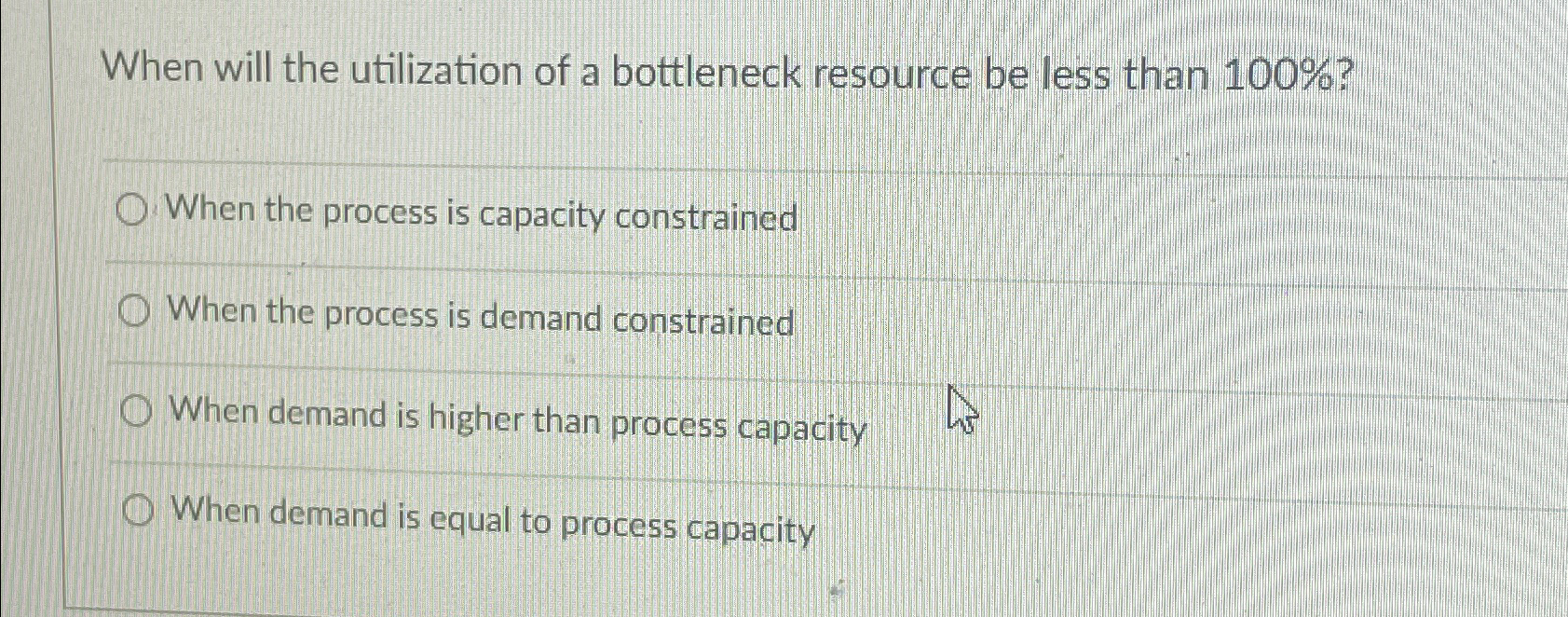  When will the utilization of a bottleneck resource be less than