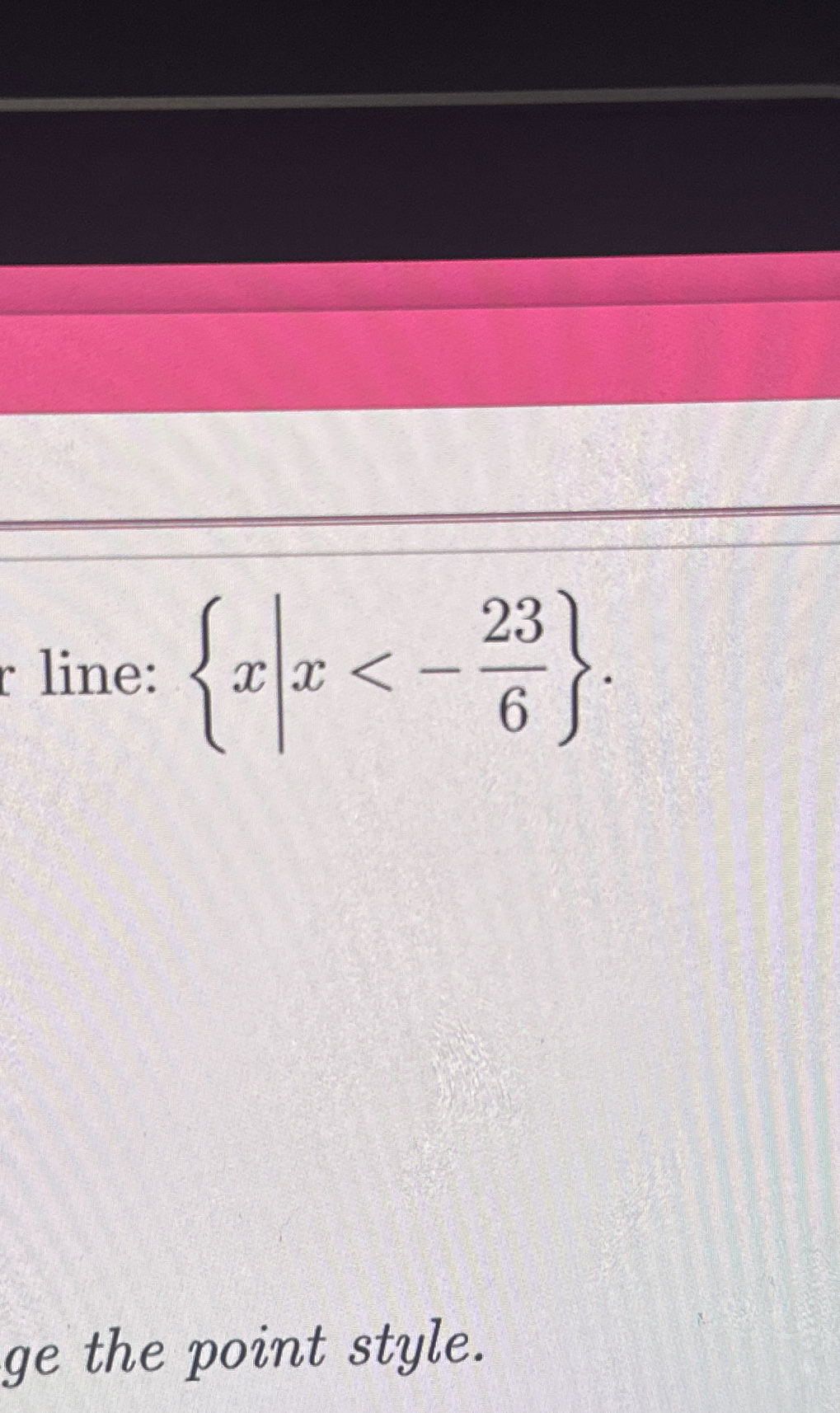  line: {x|x-236} ge the point style. 
