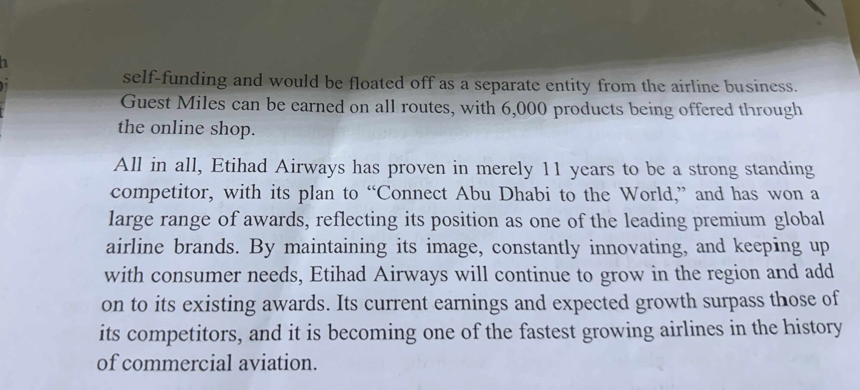  SECTION A: CASE STUDY (20 MARKS) Etihad Airways: Connecting Abu Dhabi