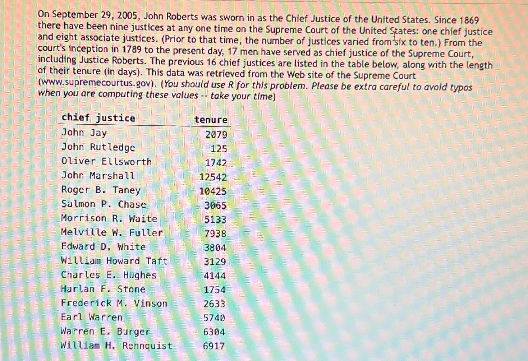  On September 29,2005, John Roberts was sworn in as the Chief