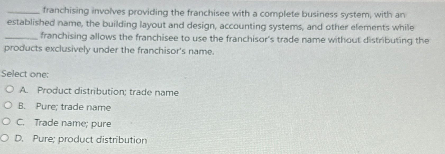  franchising involves providing the franchisee with a complete business system, with