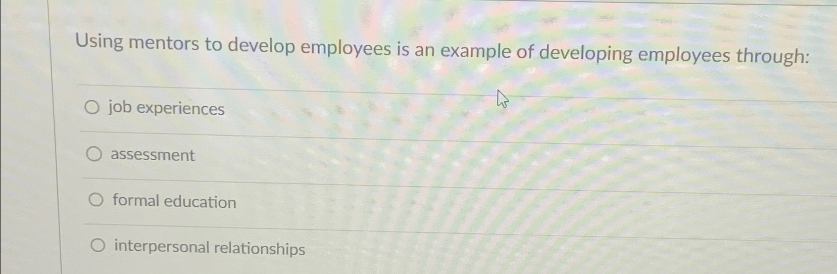  Using mentors to develop employees is an example of developing employees