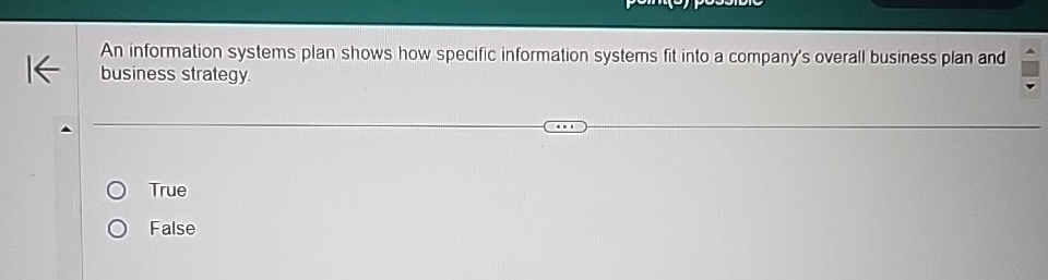  An information systems plan shows how specific information systems fit into
