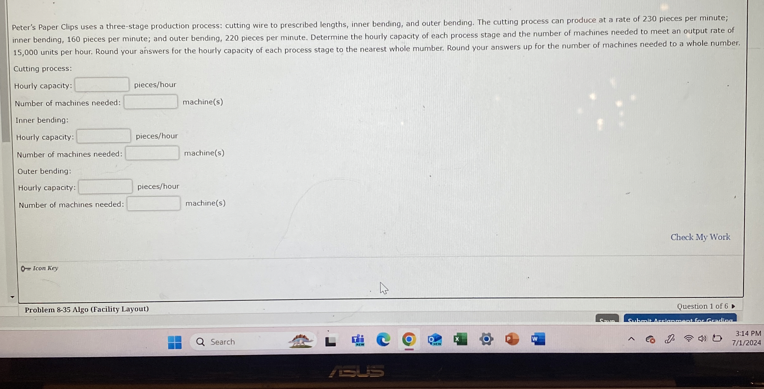  Peter's Paper Clips uses a three-stage production process: cutting wire to