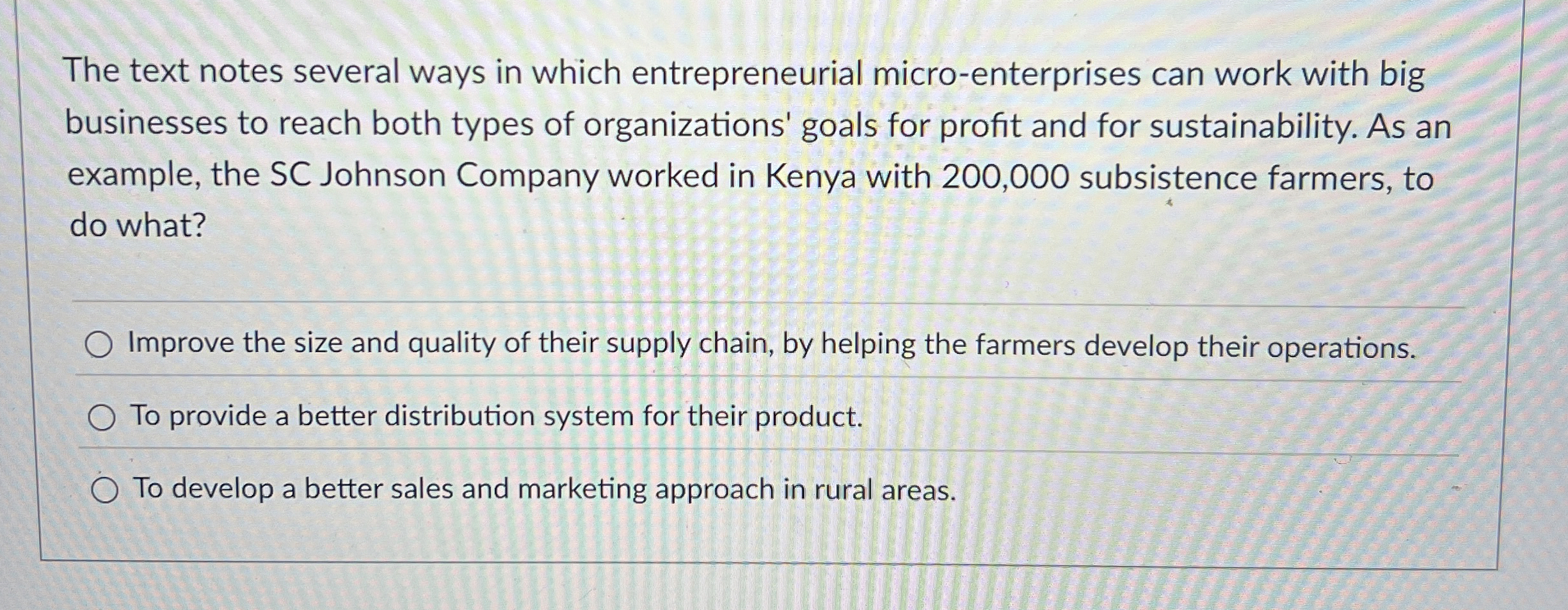 The text notes several ways in which entrepreneurial micro-enterprises can work