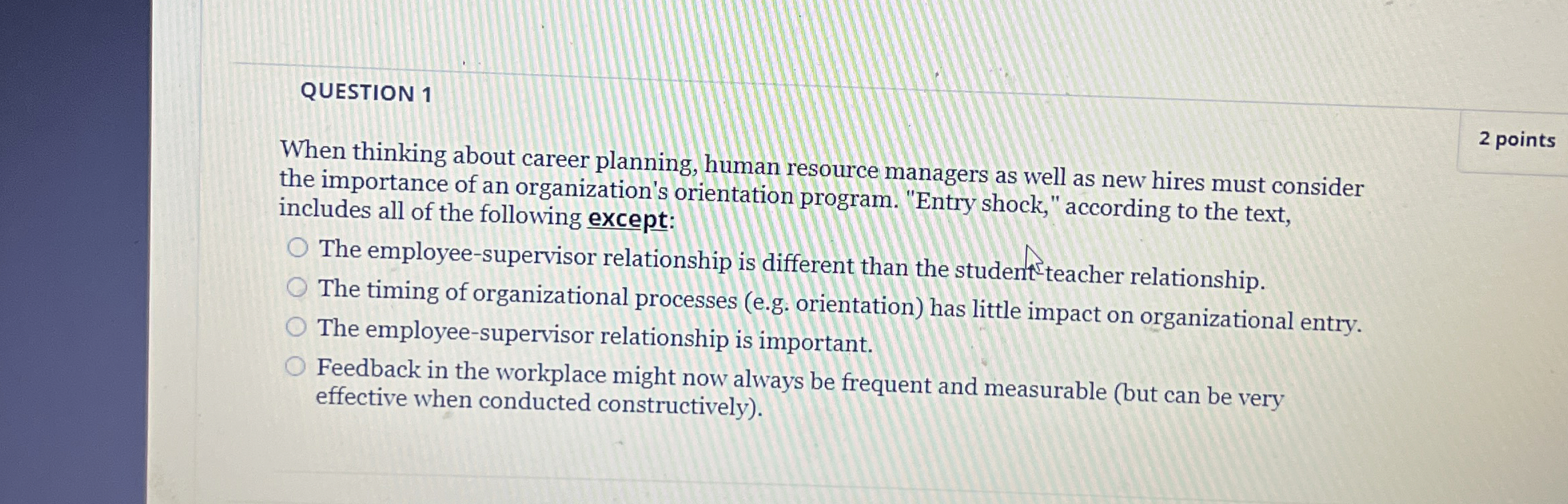  QUESTION 1 When thinking about career planning, human resource managers as