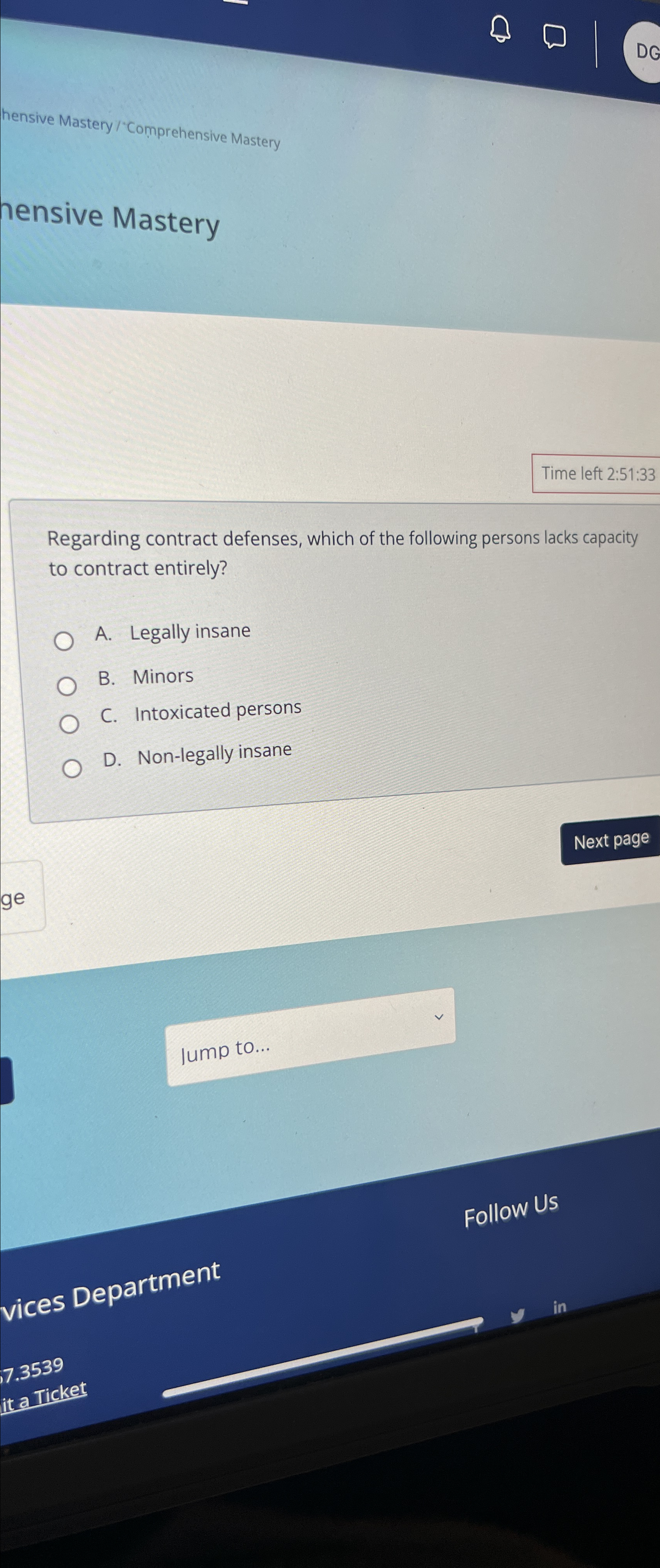  hensive Mastery / "Comprehensive Mastery hensive Mastery Time left 2:51:33 Regarding