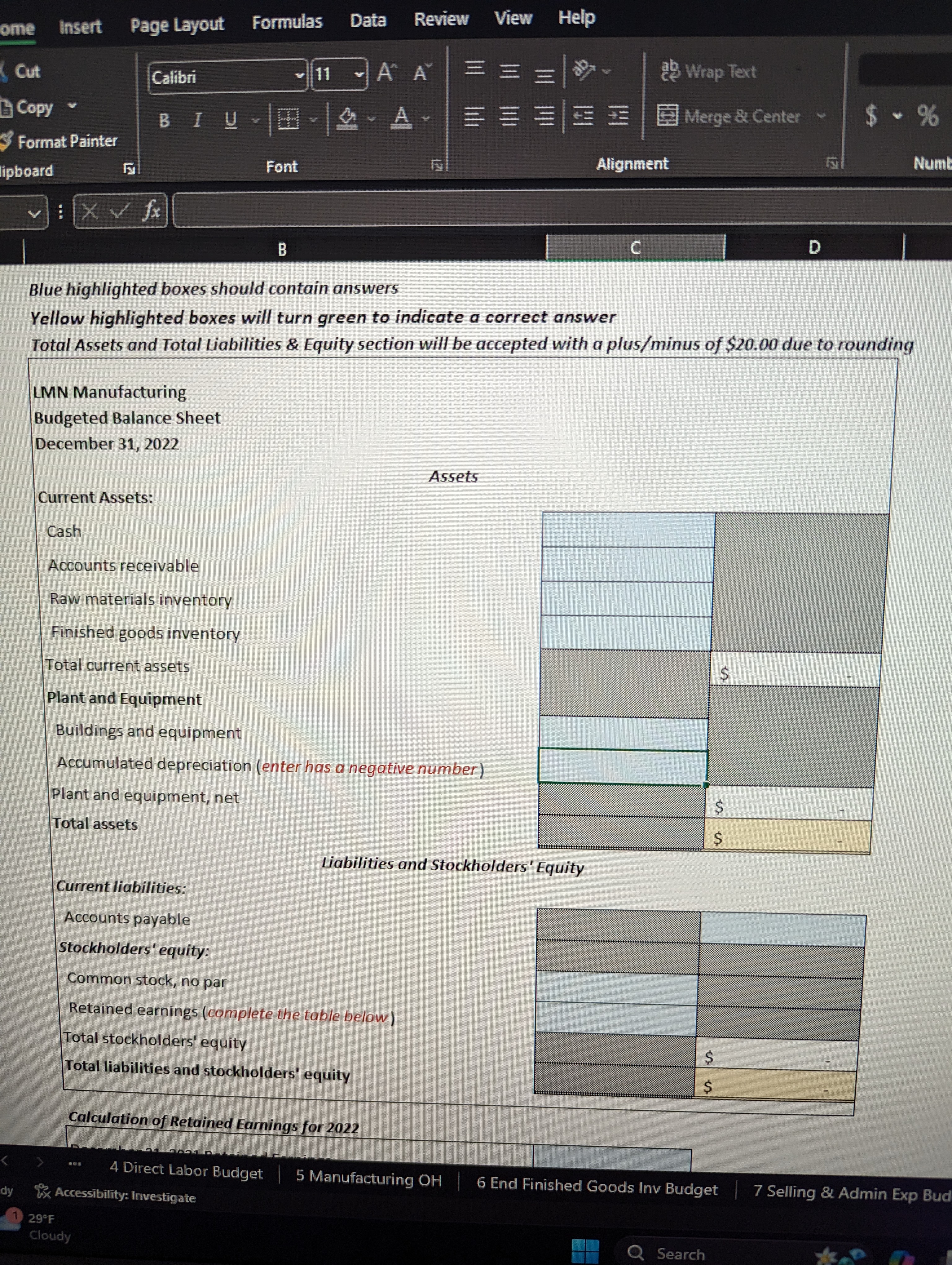 Cost of Goods Sold*#* LMN Manufacturing Budgeted income Statement For the Year