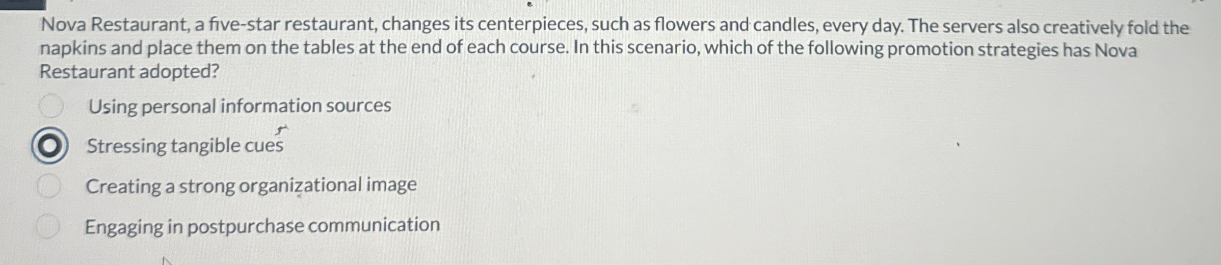  Nova Restaurant, a five-star restaurant, changes its centerpieces, such as flowers