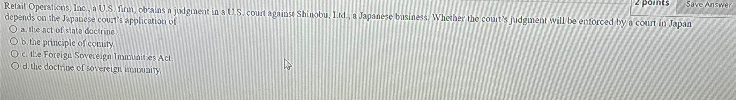  Retail Operations, Inc., a U.S. firm, obtains a judgment in a