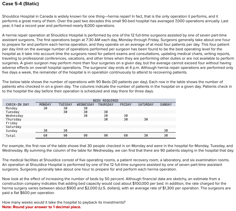  Case 5-4(Static) Shouldice Hospital in Canada is widely known for one