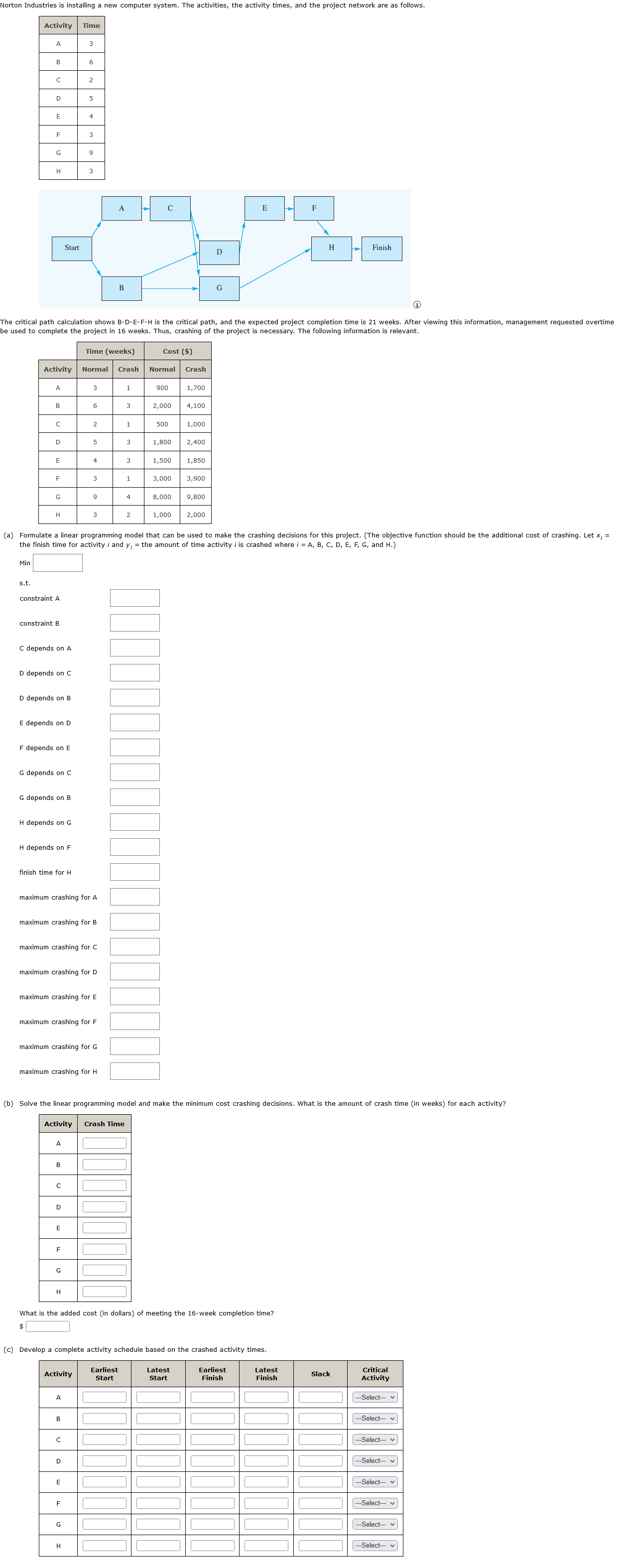  (a) Formulate a linear programming model that can be used to