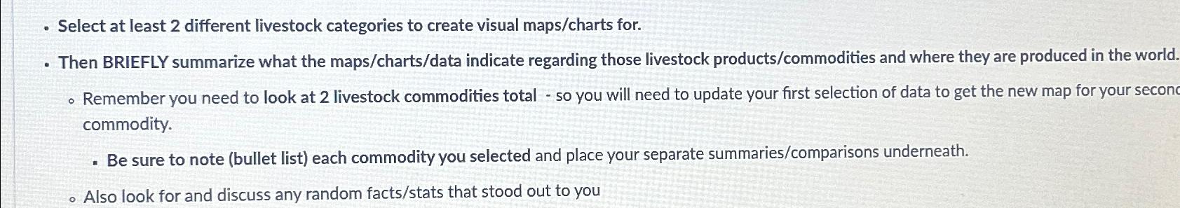  Select at least 2 different livestock categories to create visual maps/charts