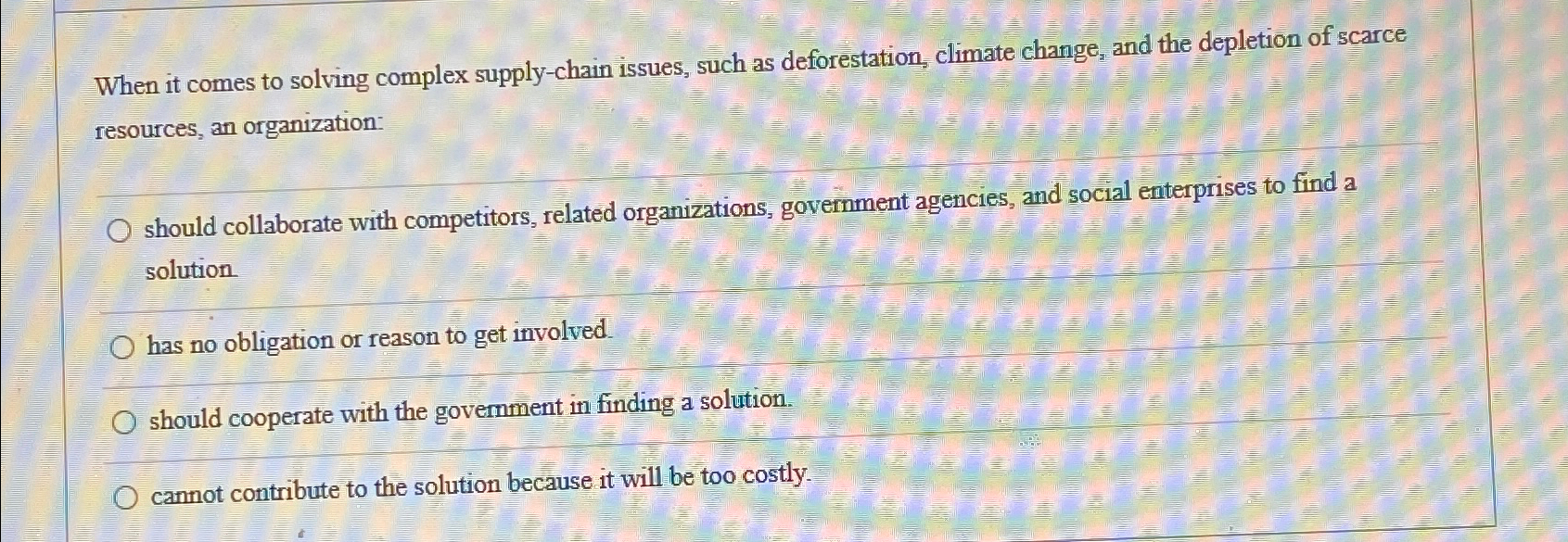  When it comes to solving complex supply-chain issues, such as deforestation,