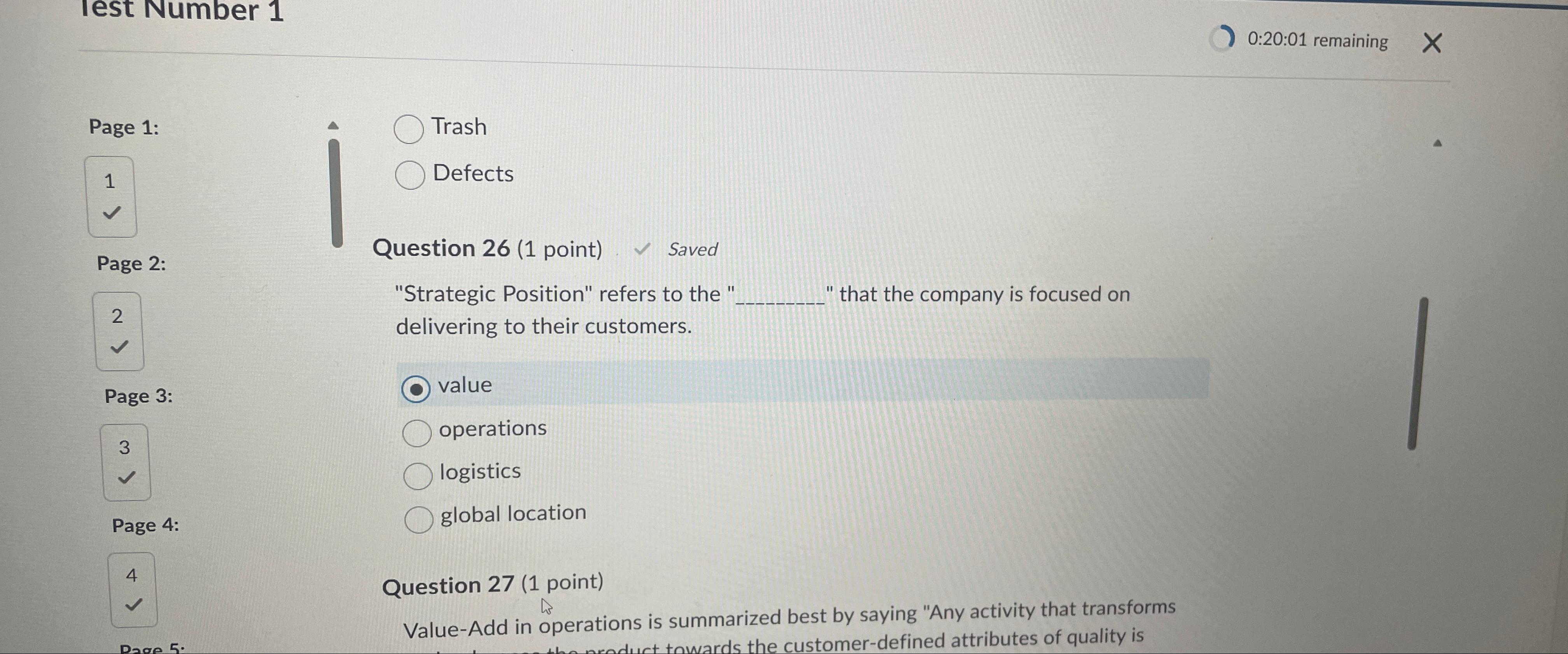  lest Number 1 0:20:01 remaining Page 1: 1 Page 2: 2