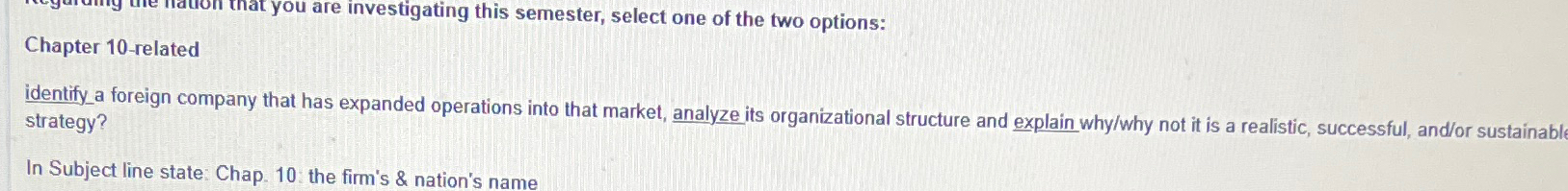  identify a foreign company that has expanded operations into that market,