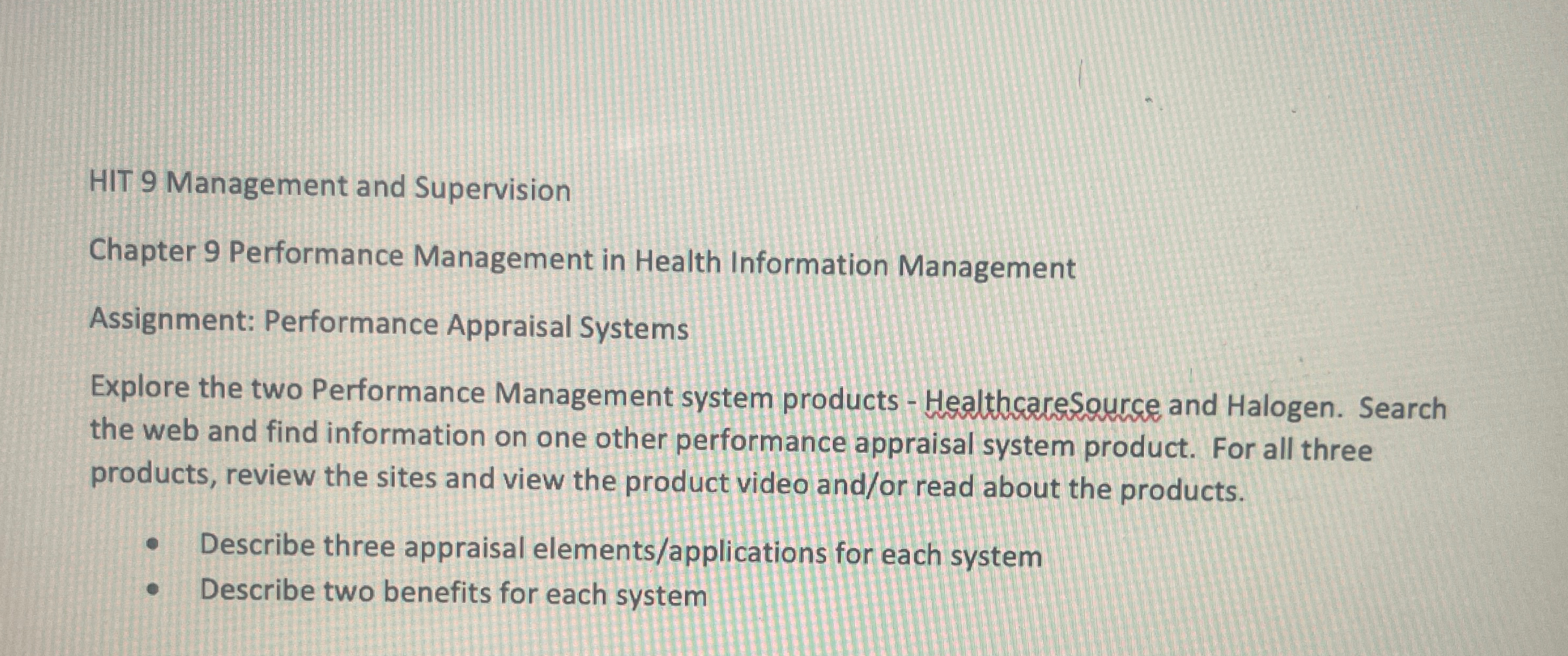  HIT 9 Management and Supervision Chapter 9 Performance Management in Health