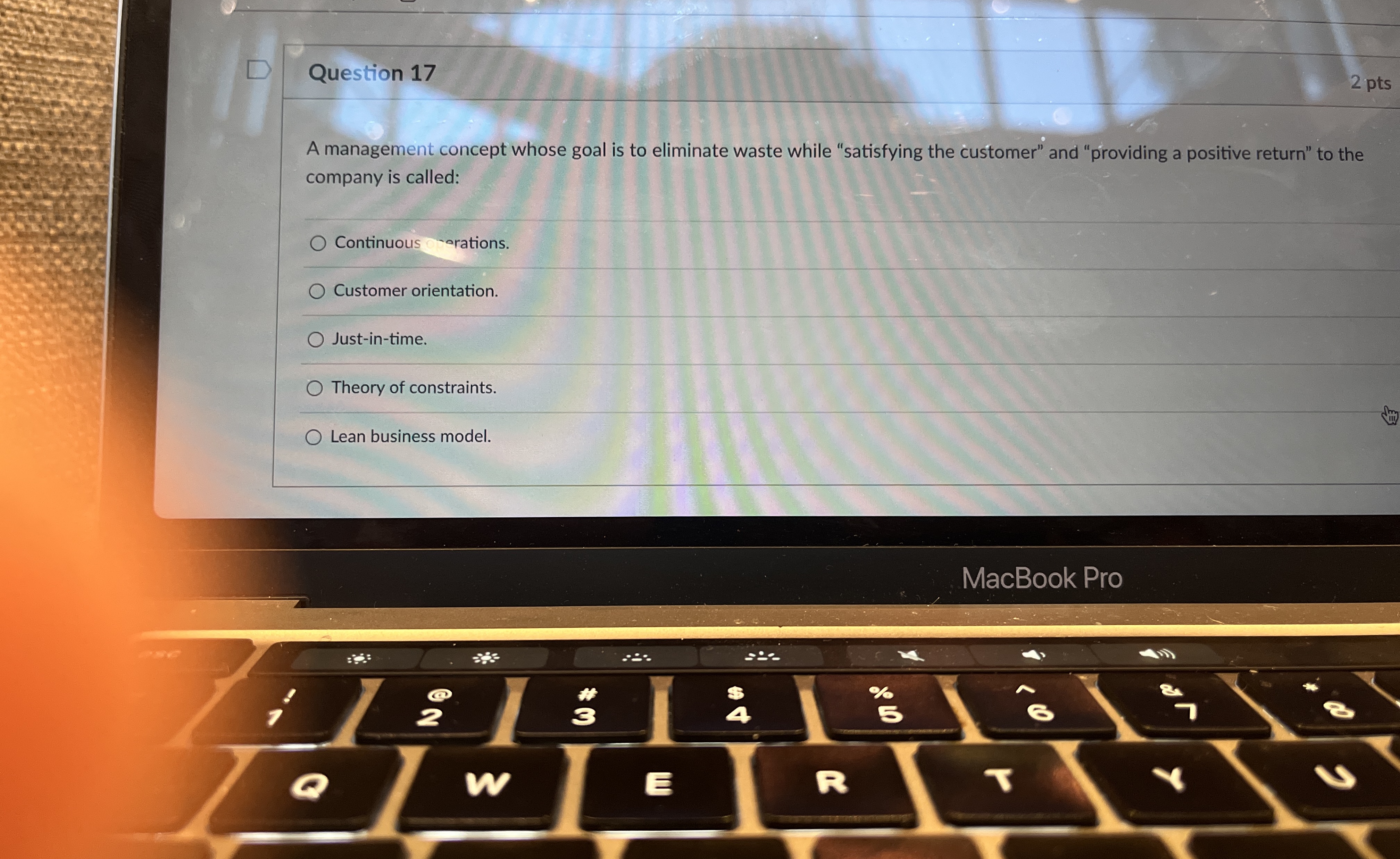  Question 17 A management concept whose goal is to eliminate waste