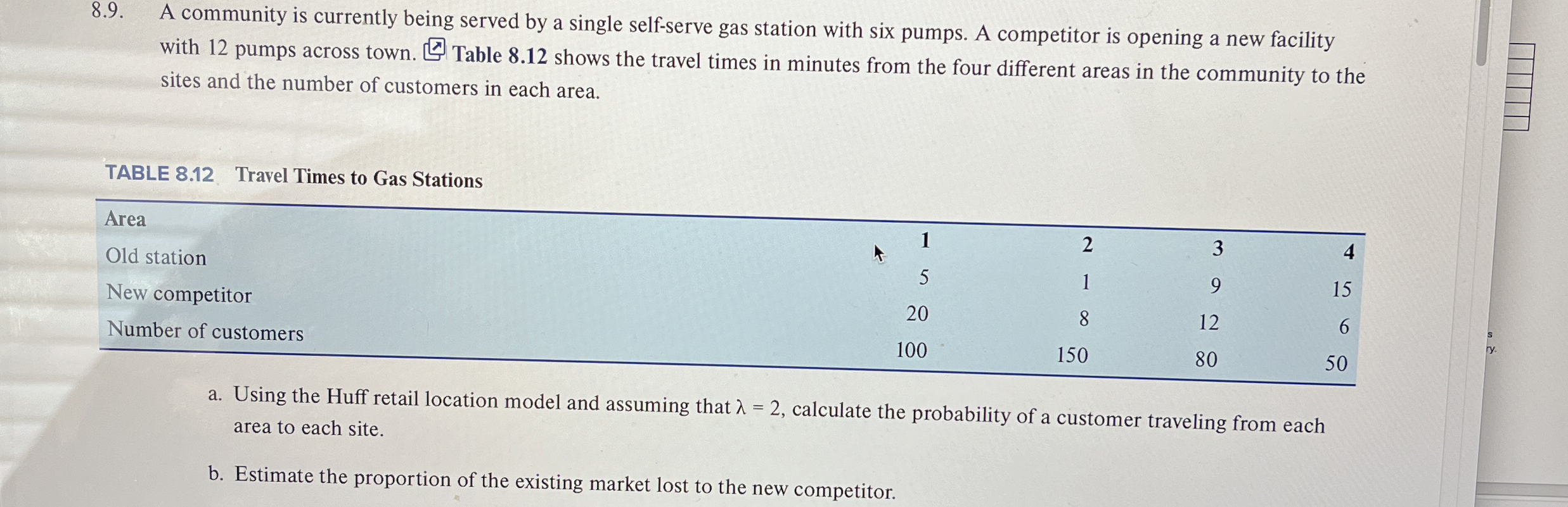  8.9. A community is currently being served by a single self-serve