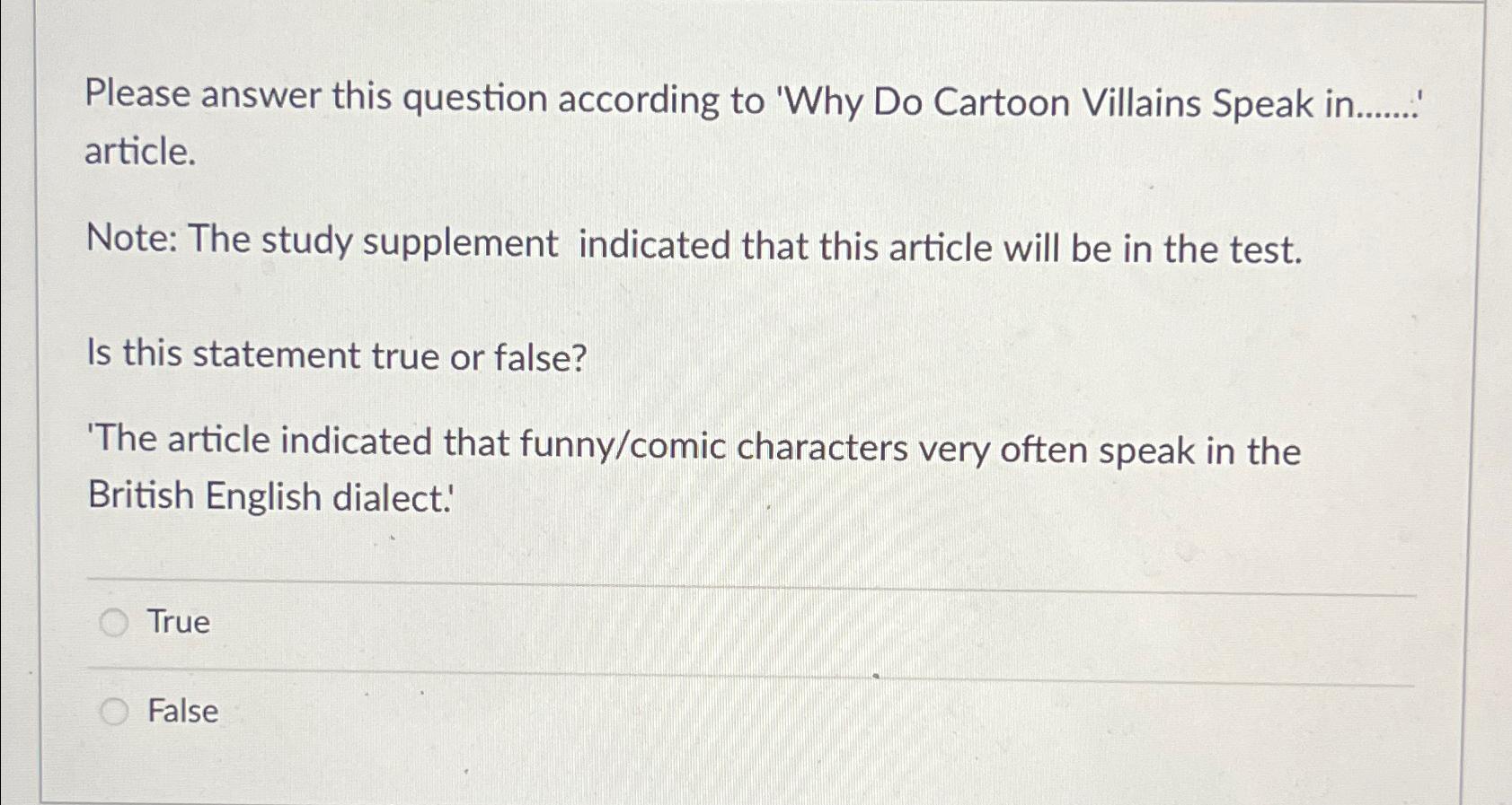  Please answer this question according to 'Why Do Cartoon Villains Speak