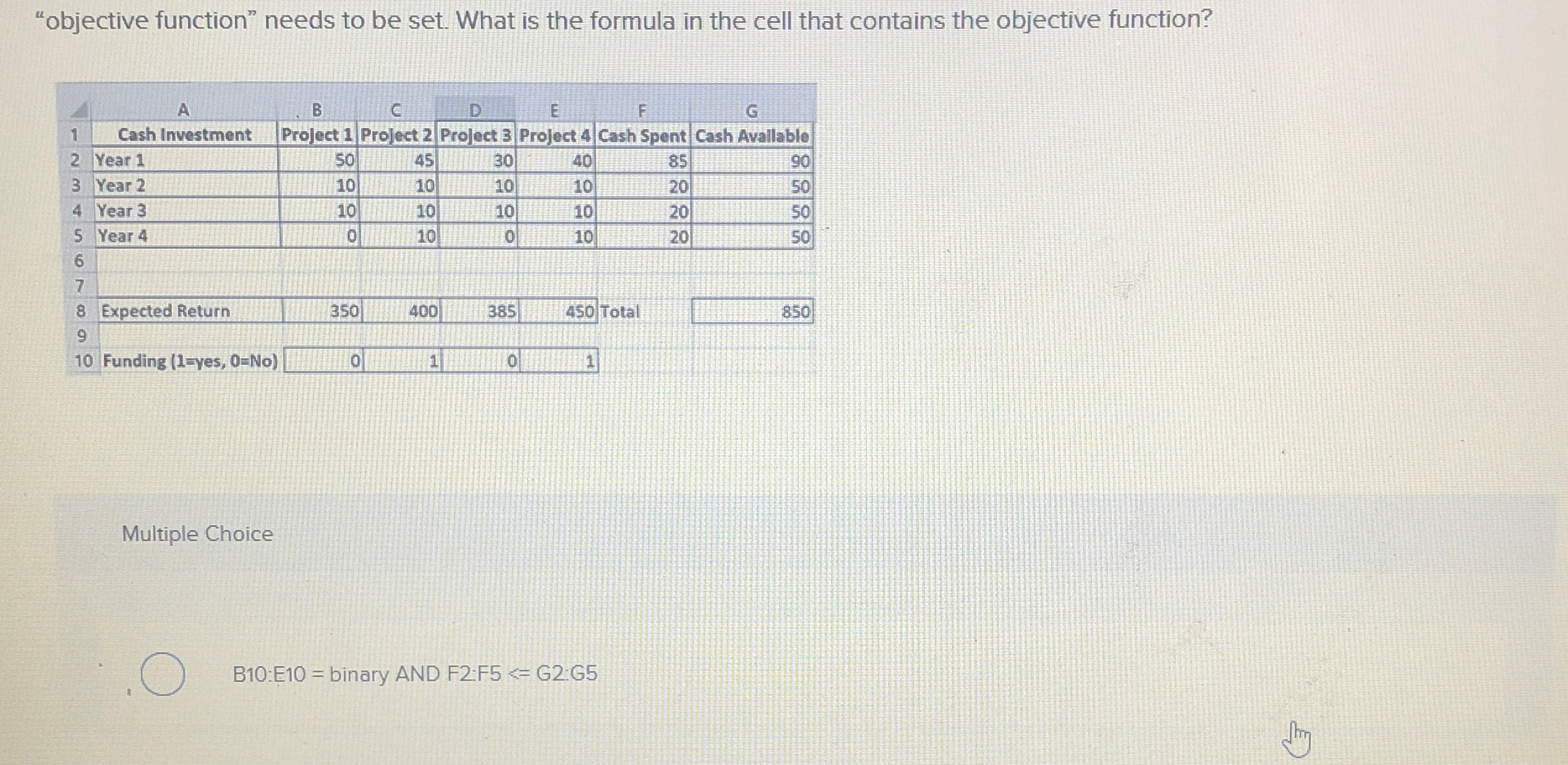  "objective function" needs to be set. What is the formula in