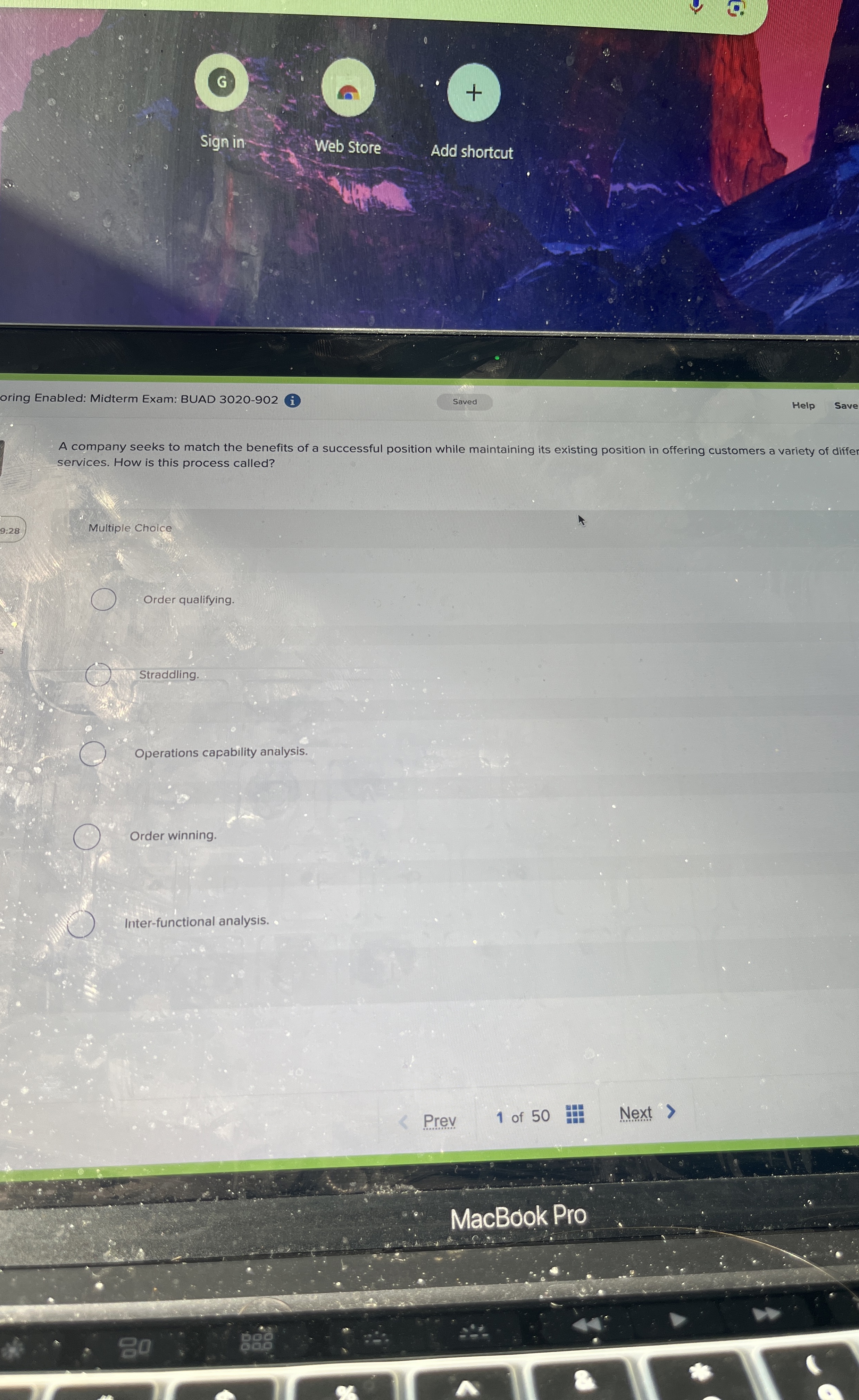  (G) Sign in Web Store Add shortcut oring Enabled: Midterm Exam: