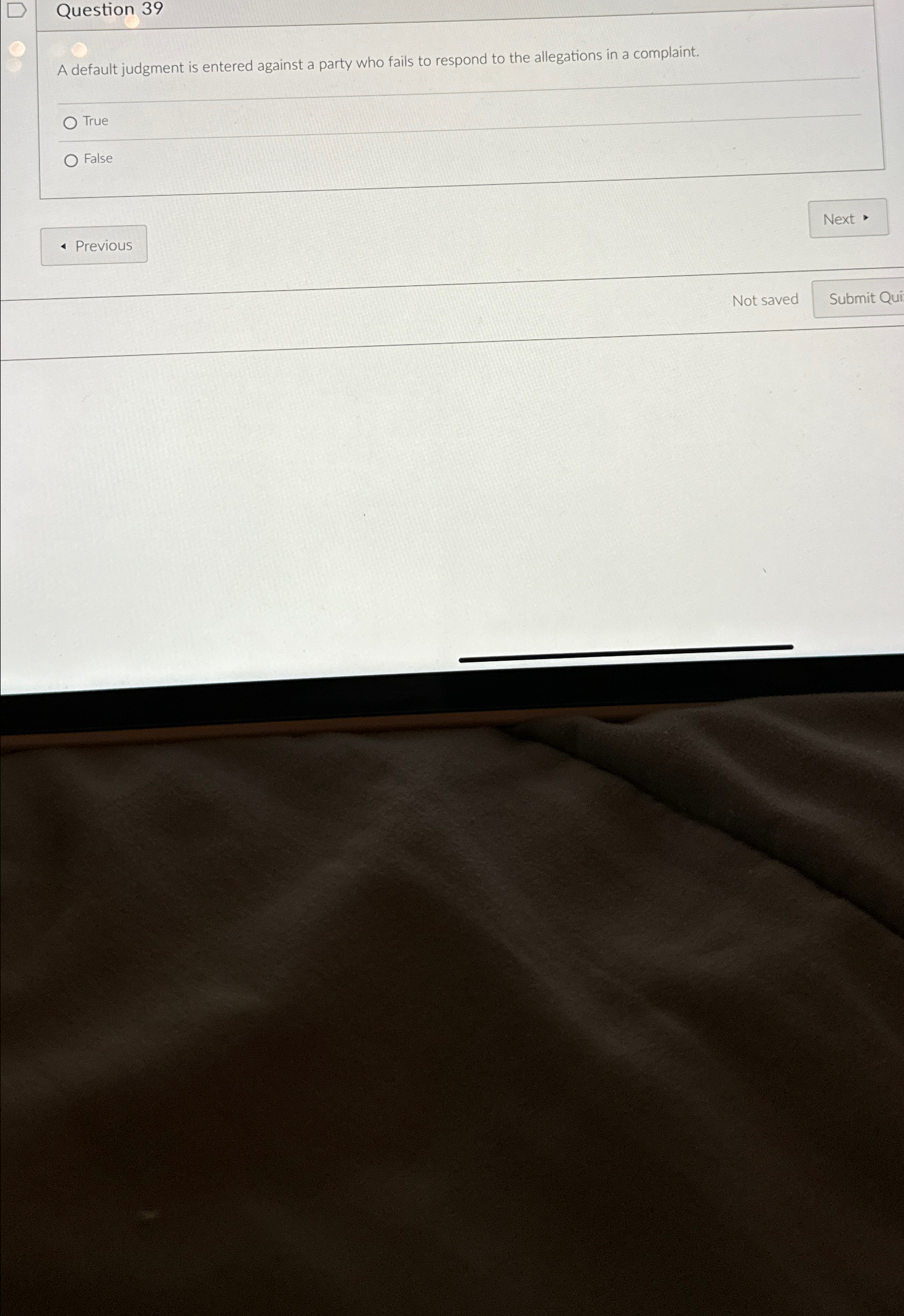  Question 39 A default judgment is entered against a party who