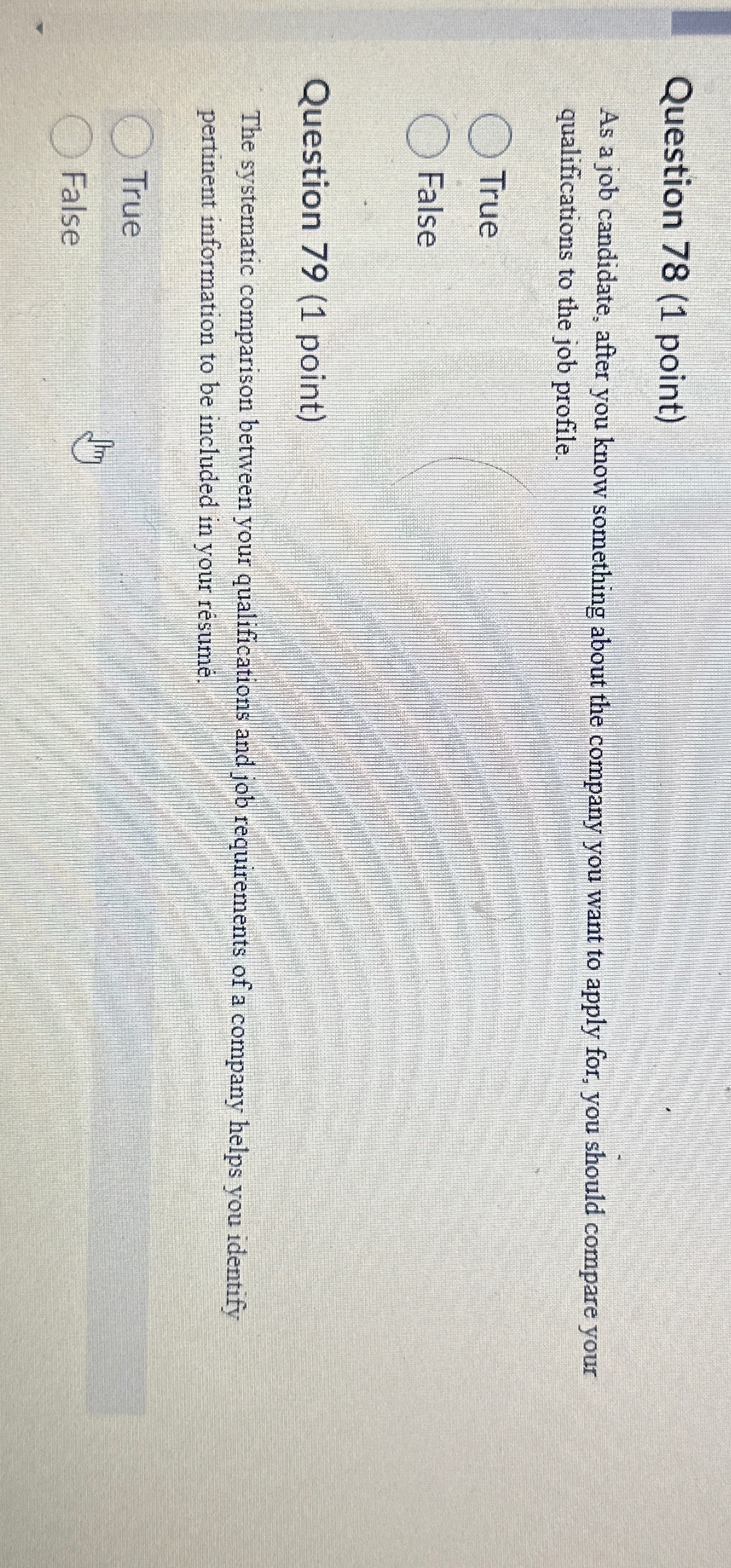  Question 78(1 point) As a job candidate, after you know something