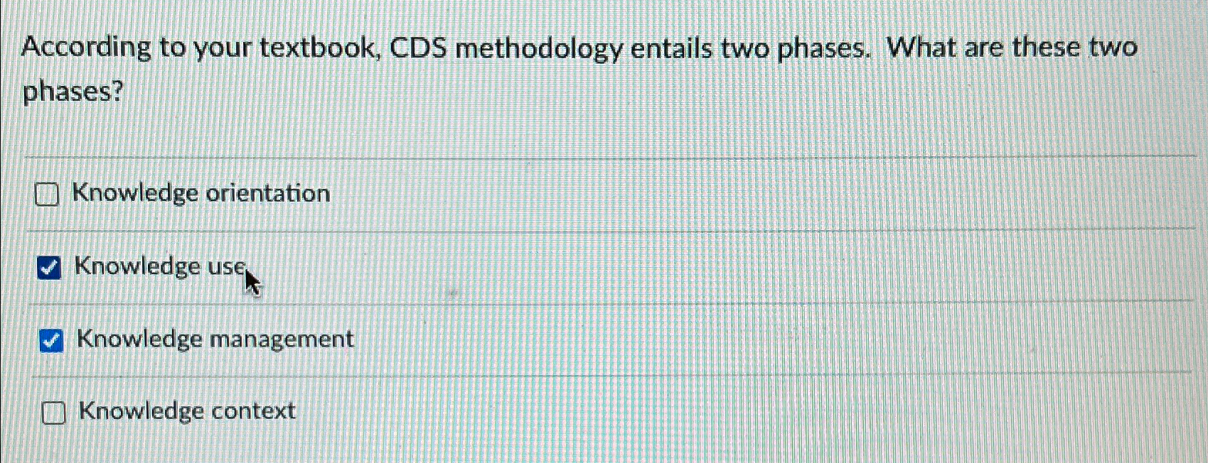  According to your textbook, CDS methodology entails two phases. What are