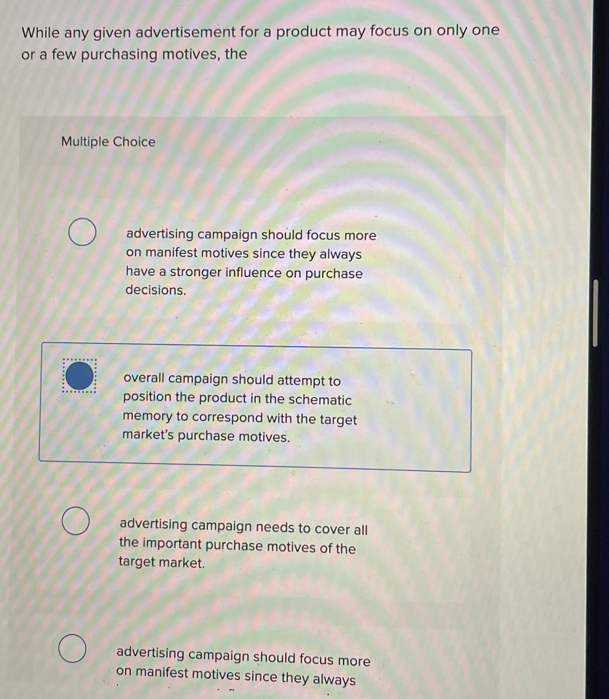  While any given advertisement for a product may focus on only