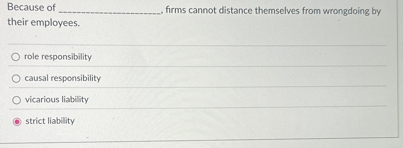  Because of q, firms cannot distance themselves from wrongdoing by their