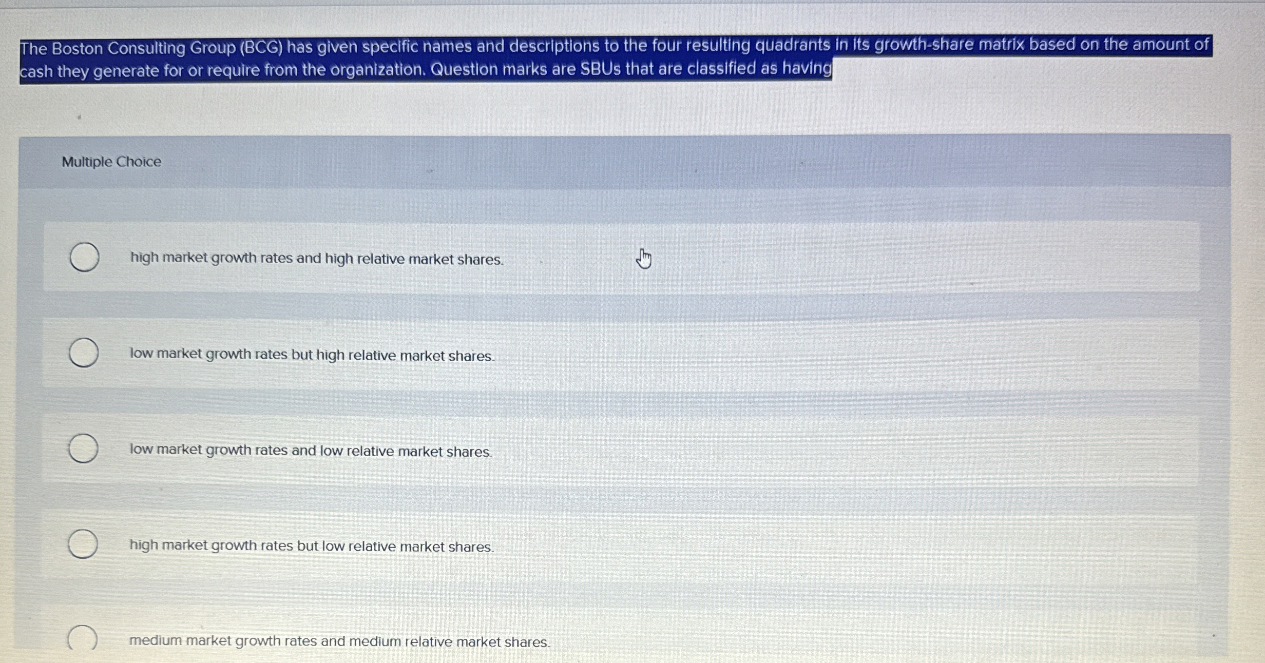  The Boston Consulting Group (BCG) has given specific names and descriptions