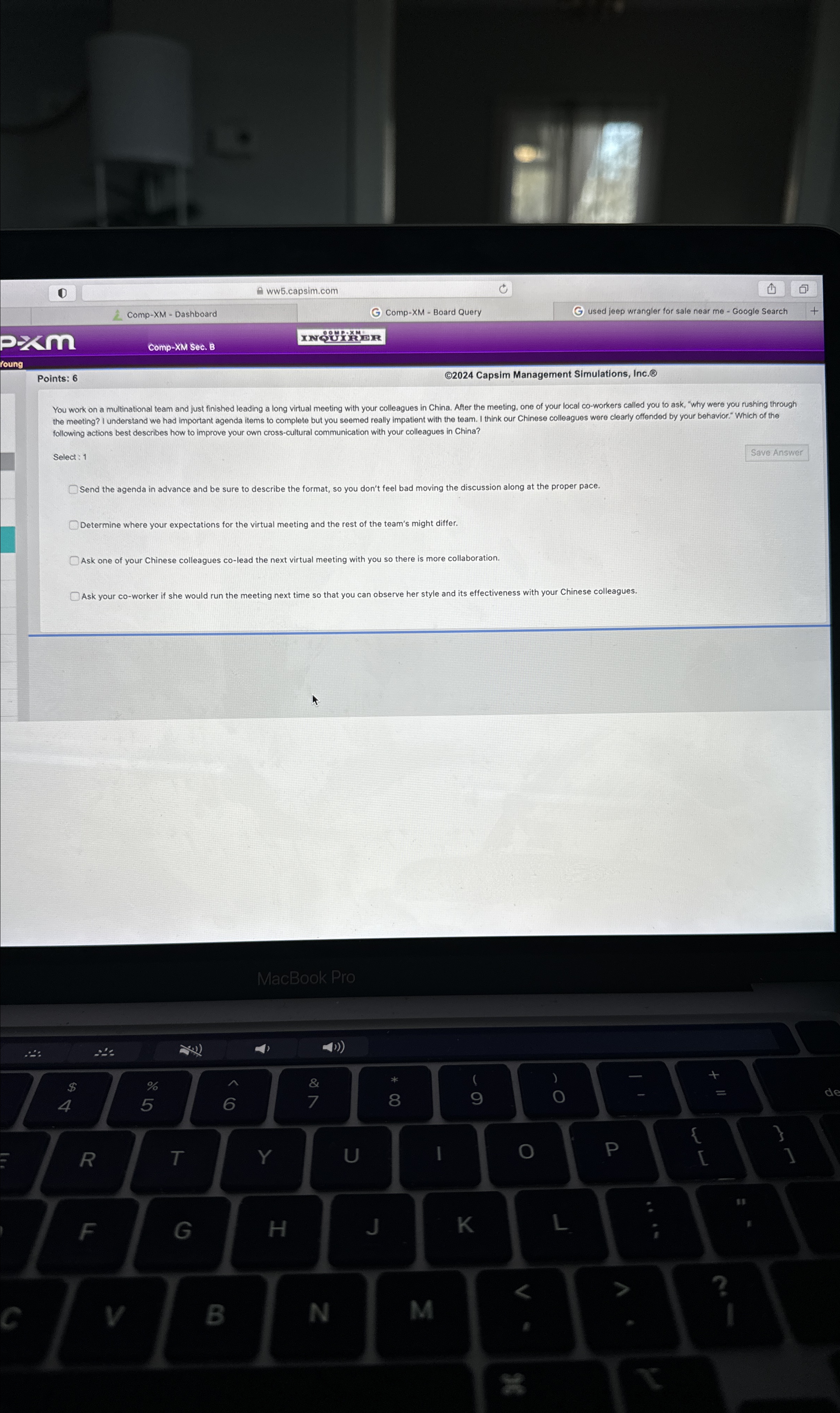  (1) A ww5.capsim.com Comp-XM - Dashboard G Comp-XM - Board Query
