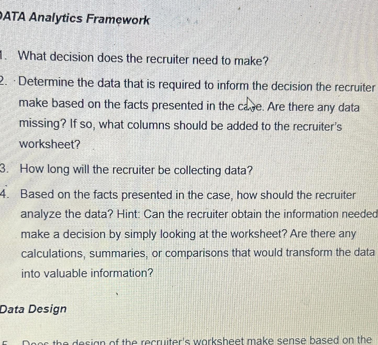  ATA Analytics Framework What decision does the recruiter need to make?