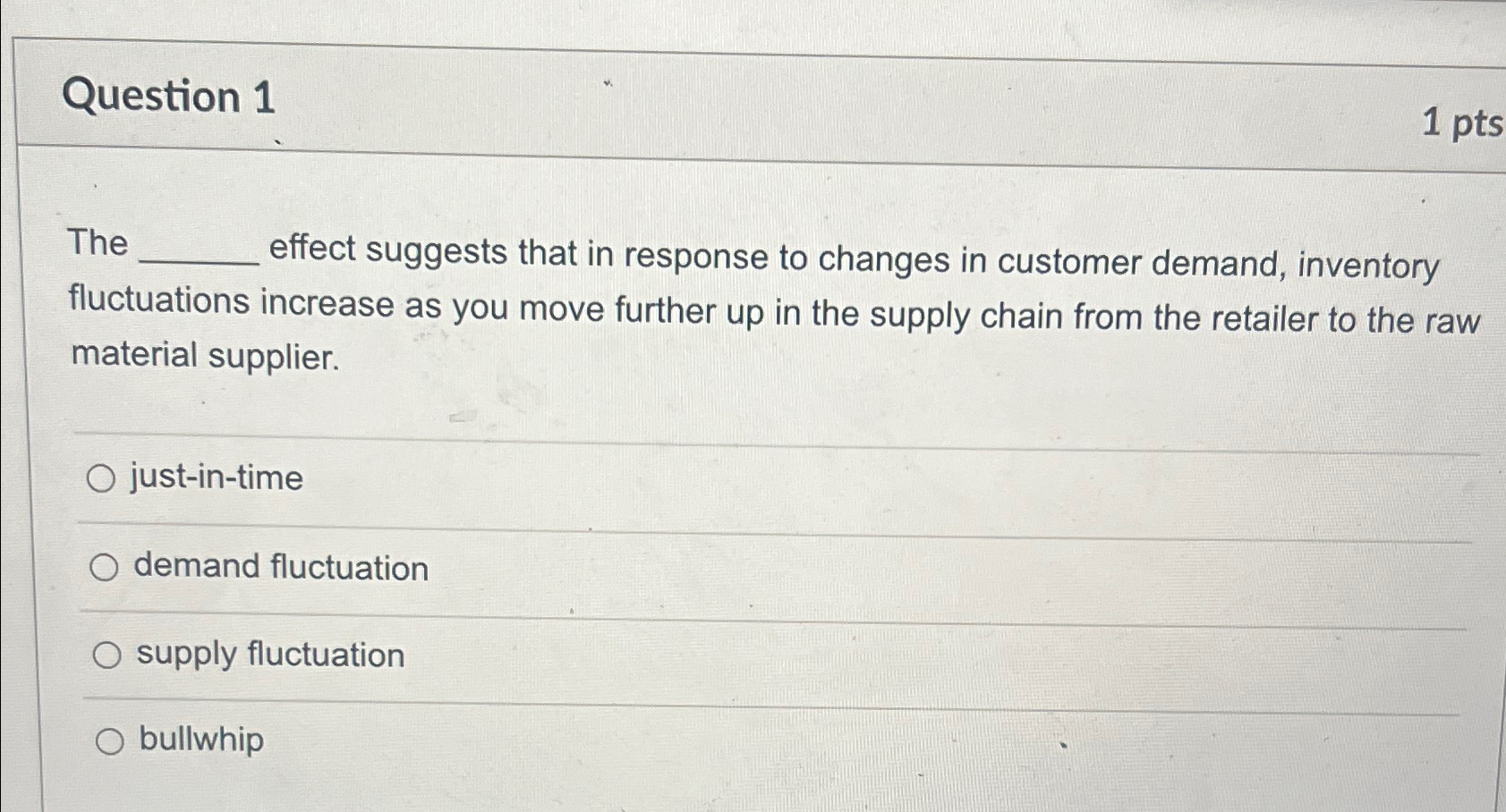  Question 1 The effect suggests that in response to changes in